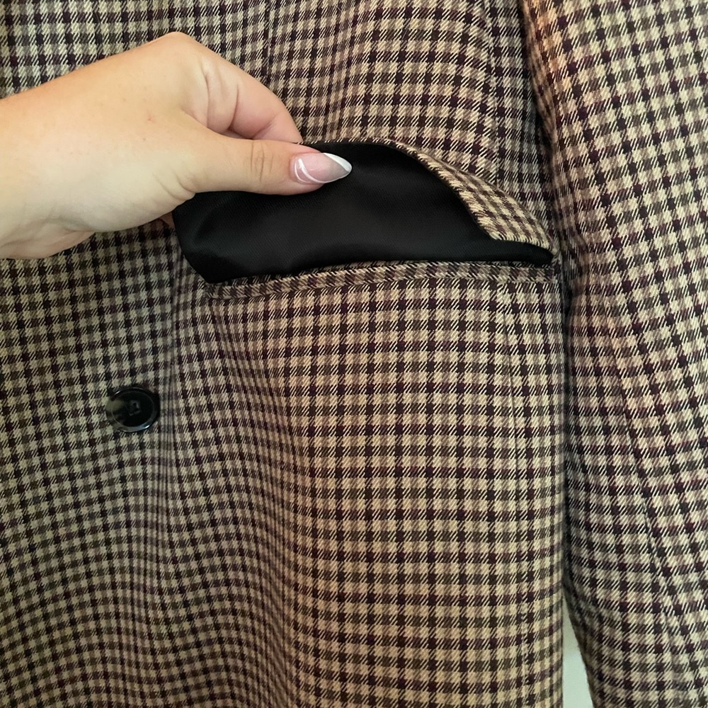 ZARA Brown Houndstooth Double-Breasted Blazer - Picture 5 of 8